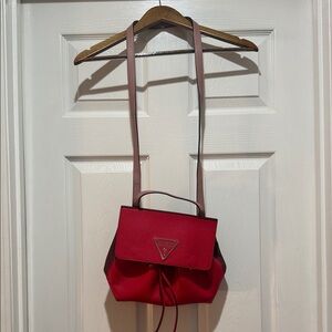 Guess Vibrant Red and Soft Pink Crossbody Bag